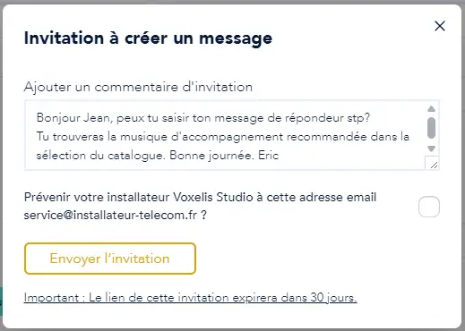 Voconix invites beneficiaries to create a voice message