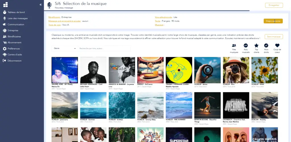 Accueil téléphonique choix de musique